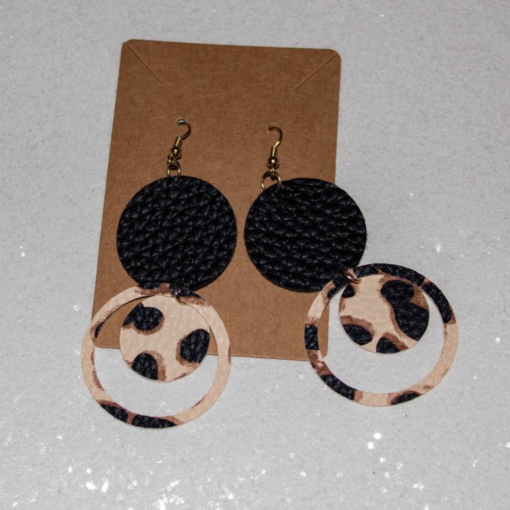 Pebbled faux leather dangle earrings